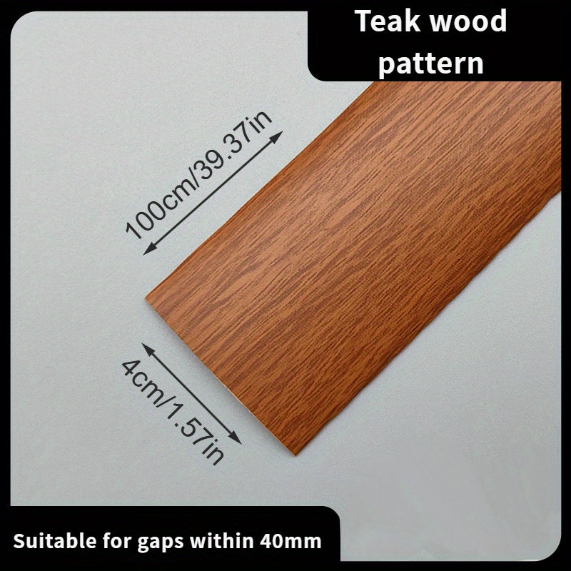 TEMU 1pc Self-adhesive Wood Grain Floor Edge Strip - Reusable 99, 06cm Pvc Threshold Stitching, With Realistic Wood Pattern For Living Room & Door