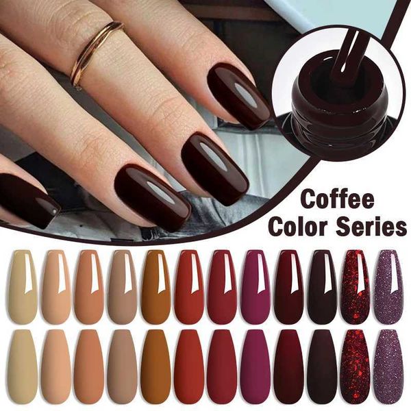Nail Gel MEET ACROSS 7ml Coffee Series gel nail polish Brown Grey Semi permanent UV gel Autumn Winter Soap Nail Art Clearcoat Q241109
