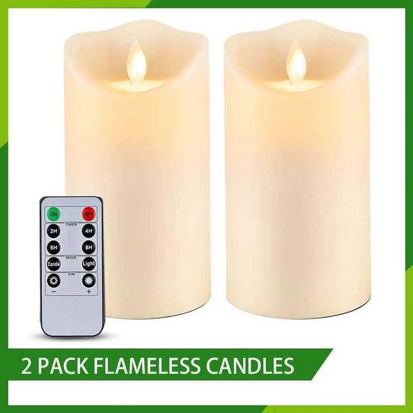 2 Pack 6 X 3 Outdoor Waterproof Flameless Candles Flickering Moving Flame LED Candles Battery Candle with Remote and Timers Y240815