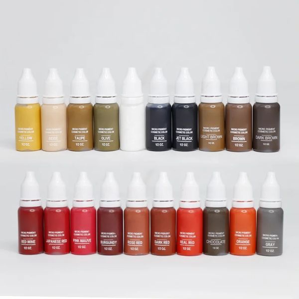 Tattoo Pigment 24 Colors Permanent Tattoo Inks 15ml-Bottle Professional Tattoo Supplies for 3D Makeup Beauty Skin Body Art