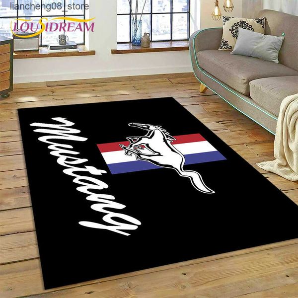 Carpets ics 3D F-Ford GTR Mustang Car Rug Carpet for Living Room Bedroom Home DecorFloor Mat Non-slip Decoration for Sofa Doormat L240910