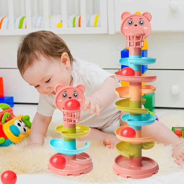 Baby Puzzle Kids Fun Track Turn Around 0-3 Years Old Track Rolling Ball Mental Sliding Ball Tower Early Education Assembling ToyXJ241212