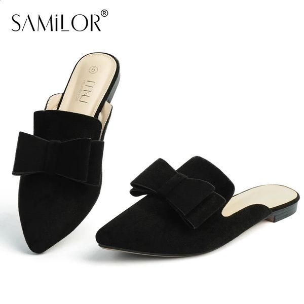 Samilor Womens Suede Leather SlipOn Mules Comfortable woman shoes slippers women mule half for ladies spring trend 250117