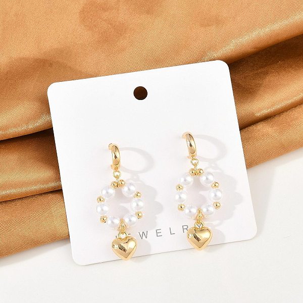 Boucles d'oreilles pendantes en laiton et plastique ABS avec perles