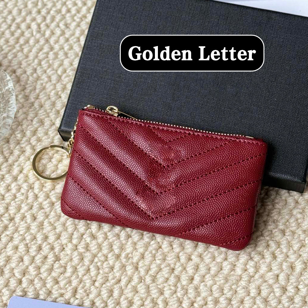 Cardholder Designer Card Holders Designer Wallets For Women Coin Purse High Quality Genuine Leather Caviar Cowhide Golden Letter Card Case Keychain