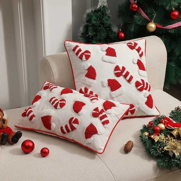 Pillow Case Christmas Decorative case Santa Hat Christmas Plush Throw Cover Home Multiple Sizes Sofa Xmas Cushion CoverC241109