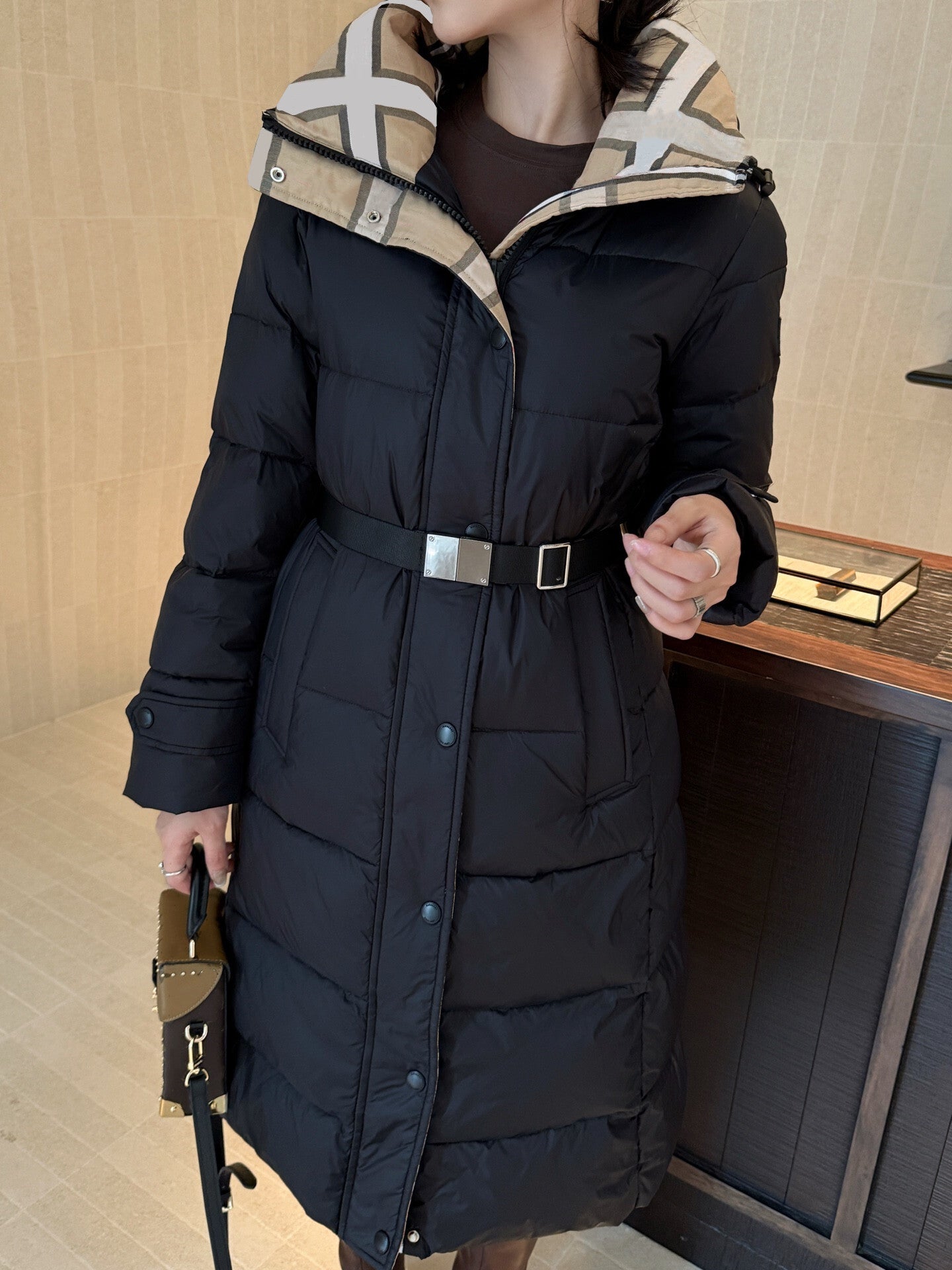 Womens Fashion Mid Long Down Coat Lightweight Warm Slim Fit Luxury Elegant Stylish Outerwear Natural White Goose Down Filling Premium Quality Winter