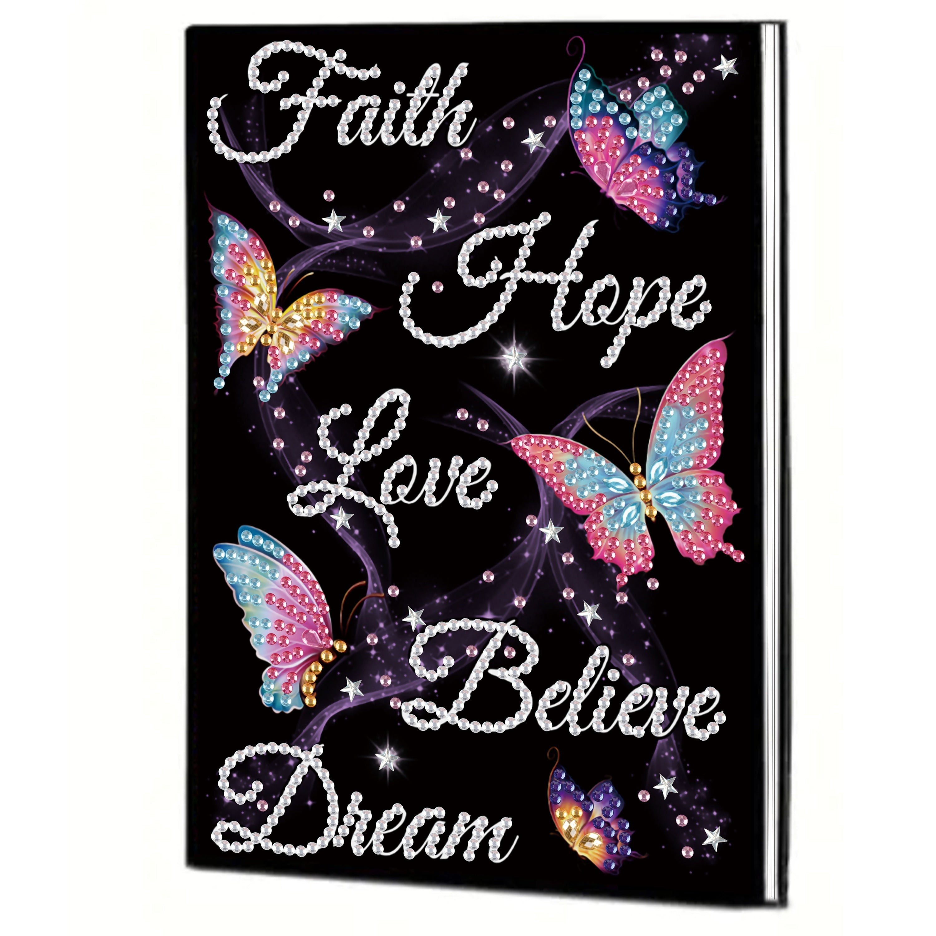 TEMU 2d-flat 1pc Of Creative Inspirational Quotes Pattern Cover Diamond Painting Notebook Set, 5d Diy Irregular Inlaid Thickened Diary Embroidery