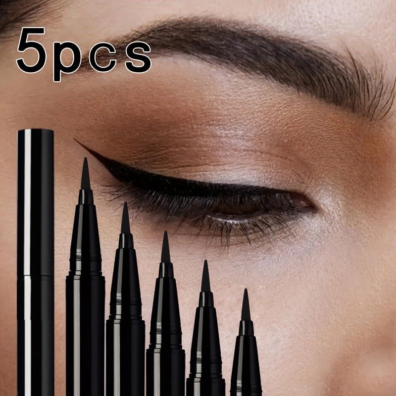TEMU 5pcs Deep 3d Eyeliner Pens - Waterproof, Sweatproof, , Long-lasting Black Makeup For & , Gift For Christmas, Halloween, Thanksgiving