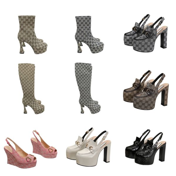 Women &#039;S Sandals Boots High Heels Shoes Beautiful Summer Leather Waterproof Platform Thick Heel Slide Sandals