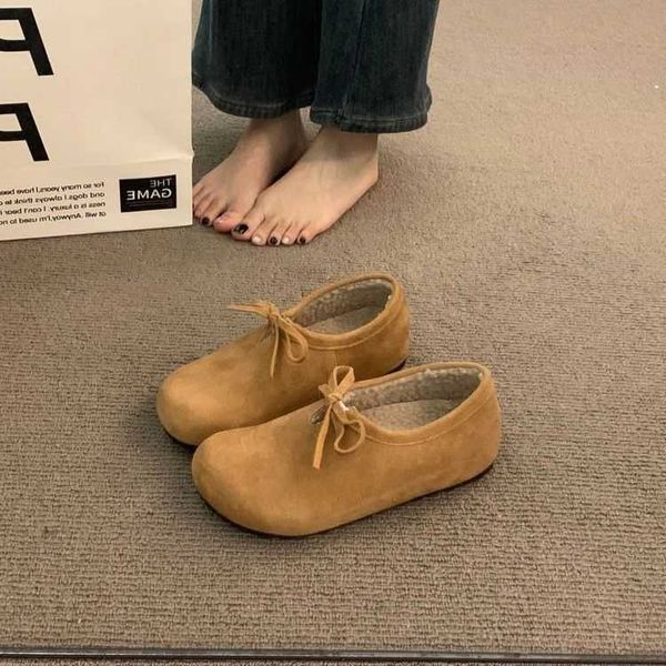 slippers clogs sandals Suede round single women in spring and autumn new big toe Boken for children flat bottomed one foot casual bean shoes