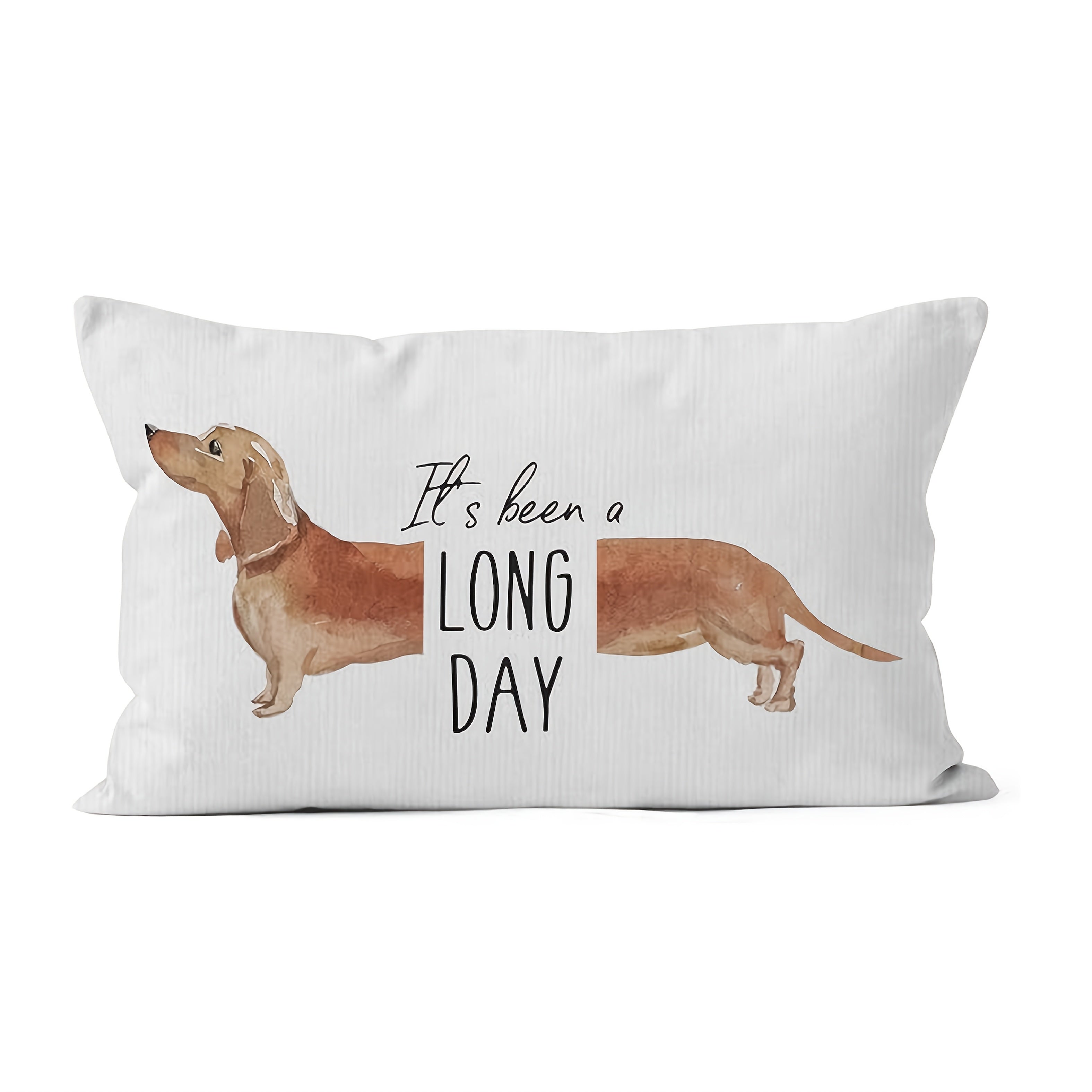 TEMU 1pc Decorative Pillowcase, " A Long Day" , , Polyester, Zippered, 12x20 , Dog For Types, Sofa Bed