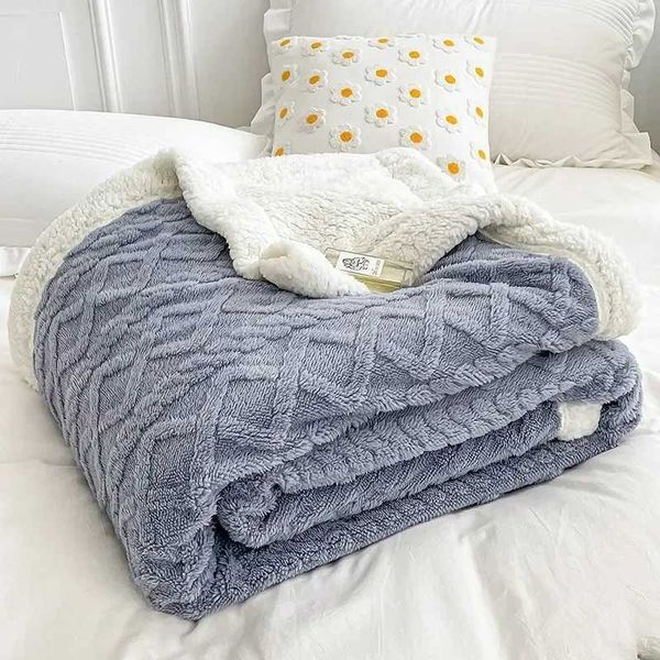 Soft Plaid Blanket Warm Fleece Winter Blankets for Adults Kids Solid Sofa Bed Cover Duvet Plush Winter Throw Bedspread for BedsCL240720