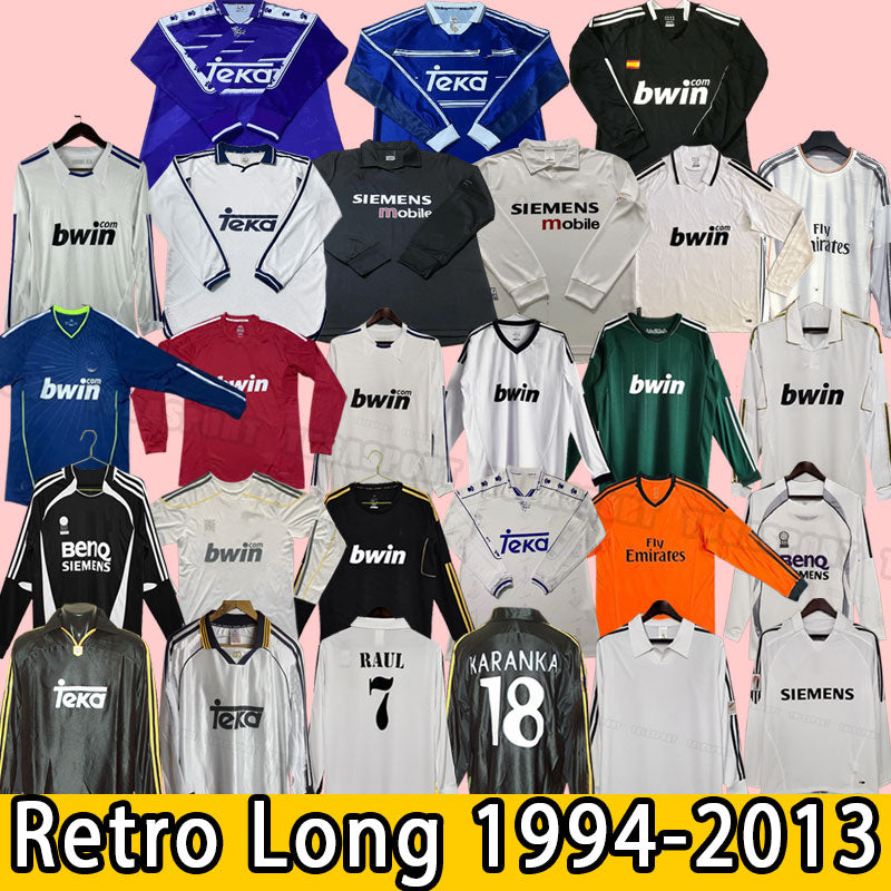 Real Retro soccer jerseys Madrids BALE BENZEMA MODRIC football shirts classic camiseta home away RAUL R.CARLOS shirt long sleeve 01 02 05 06 07 10 1