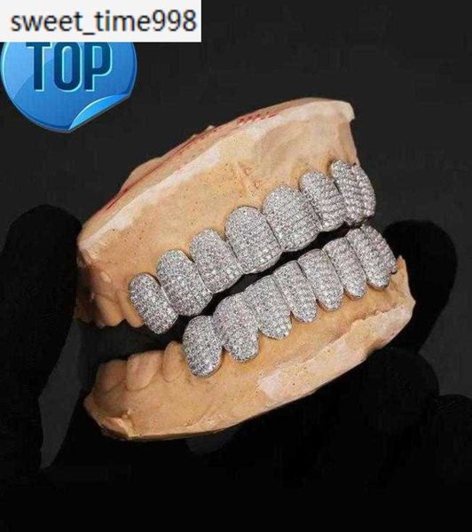Exclusive customization Moissanite Teeth Grillz iced out Hop 925 Silver decorative braces Real Diamond Bling Tooth Grills For Men 2128990