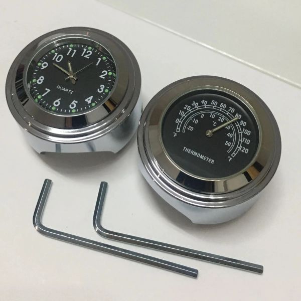 7-8&quot; or 1&quot; Motorcycle Handlebar Clock Or Thermometer Fit For Harley Honda Yamaha