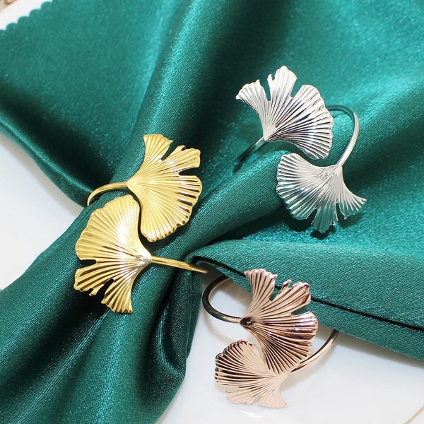 12Pcs Gingko Napkin Ring Gold Leaf Napkin Holders for Wedding Party Christmas Thanksgiving Table Decoration and Daily Use HB49 241223