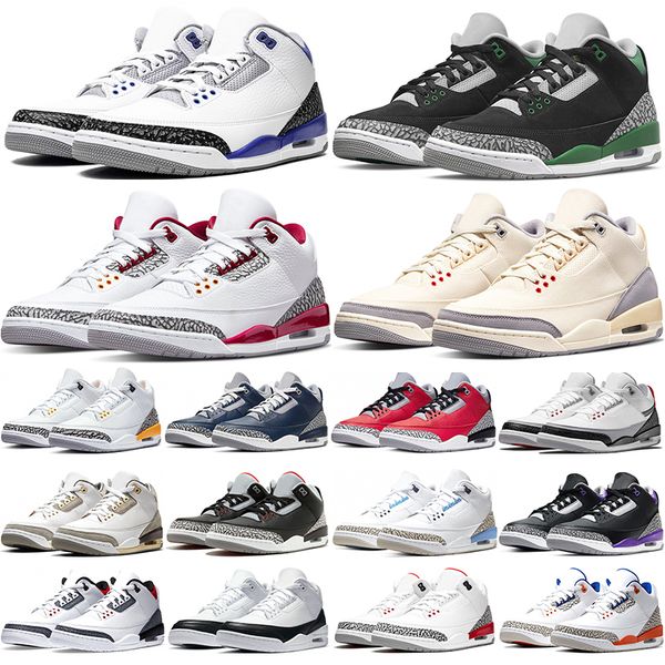 Outdoor Shoes jumpman 3s 3 Basketball Shoes Cardinal Red Muslin Pine Green Midnight Navy Racer Blue White Cement Cool Grey Fire Red Fragment