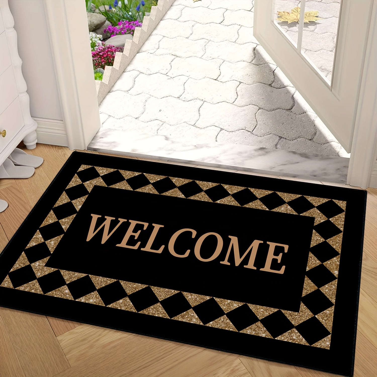 TEMU Black Doormat Welcome Entrance Mat Non-slip Floor Mats Indoor Home Decor