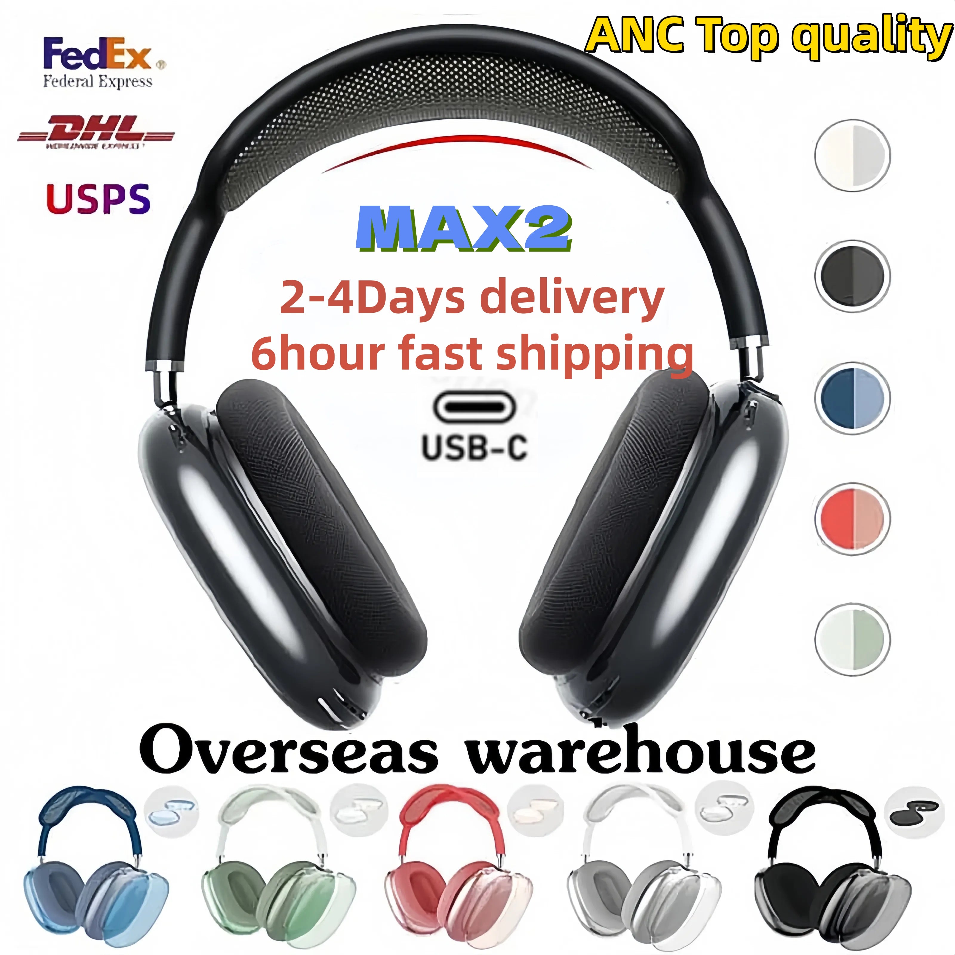 USA Stock For Top quality Airpod Max 2 3 4 ANC Wireless Headphone Bluetooth Earphones Accessories Max Pro Headset TPU Case Silicone shell airpod Pro