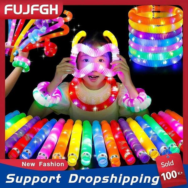 6 12 and 18 items of trendy LED sensor toys with stretch tubes childrens gifts with glowing lights and party supplies W250210