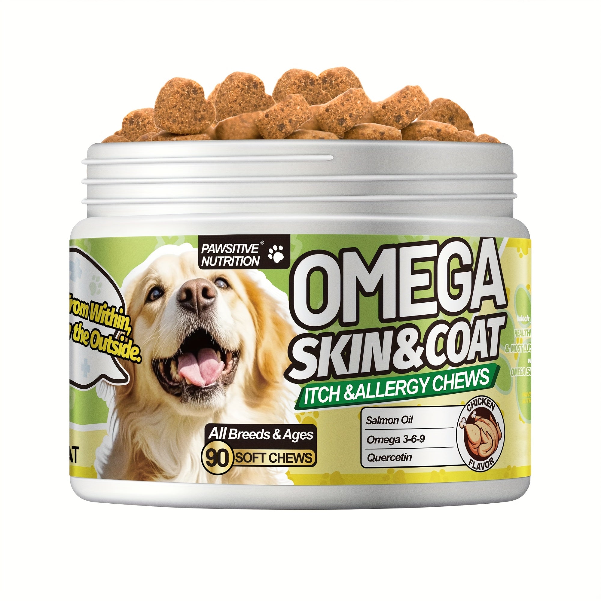 TEMU Daily 3-6-9 For All Dogs|dog Supplement|light Beige And Coat Supplement|light Beige Allergy, , | & Glossy Coat|joints, Health| 90 Chews, Chicken