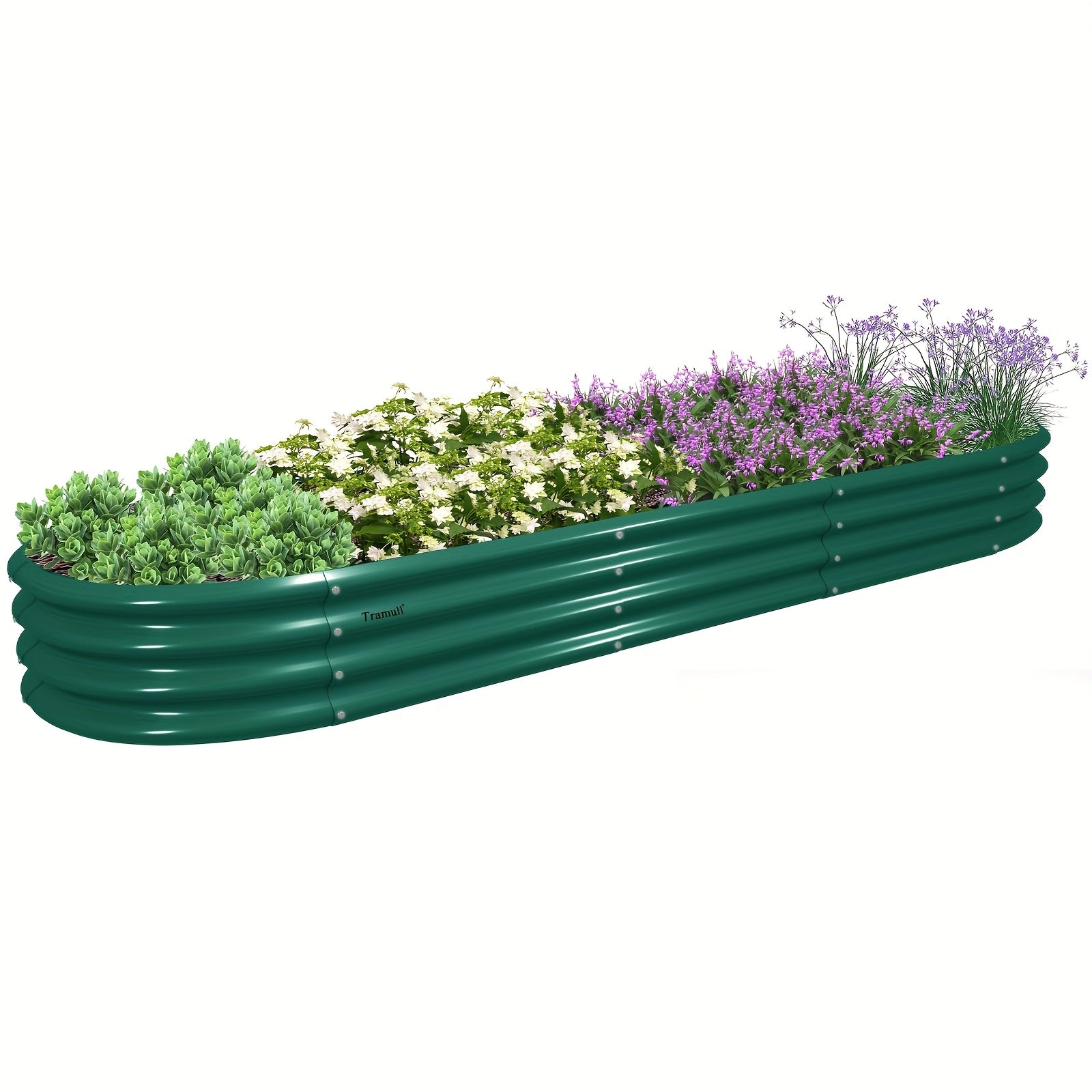 TEMU 1 Pack 12x2x1ft Galvanized Raised Garden Bed Kit Oval Metal Ground Planter Box Outdoor Bottomless Planter Raised Beds For Vegetables Flowers
