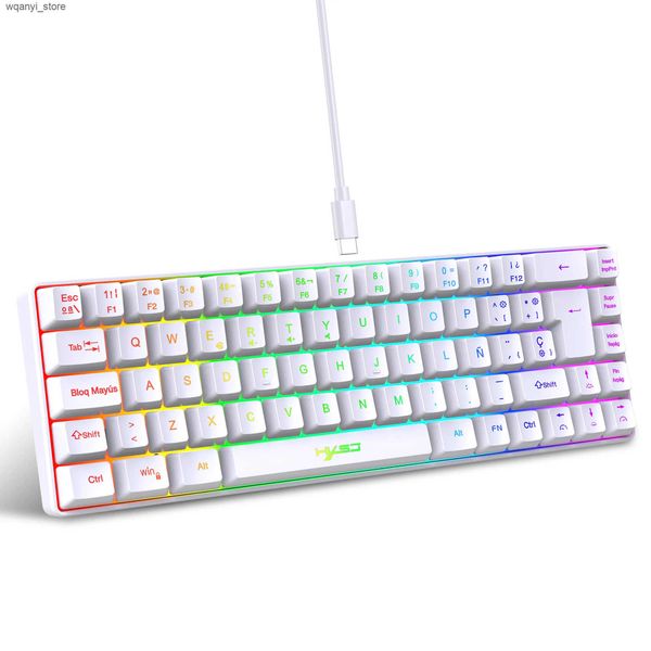 Keyboards Best Sellers! Spanish 69 key RGB backlit wired gaming keyboard 68% compact design essential tool for office workers and players L2