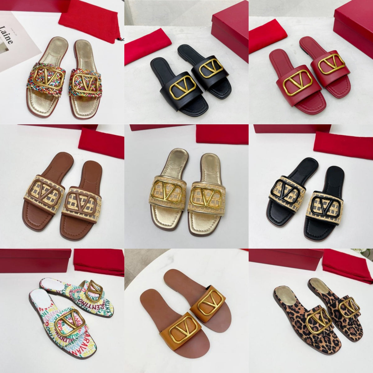 Designer&#039;s Classic Fashion Slippers New Women&#039;s Sandals Gold Logo Signature Grain Leather Decorative Elements Slippers Size 35-43