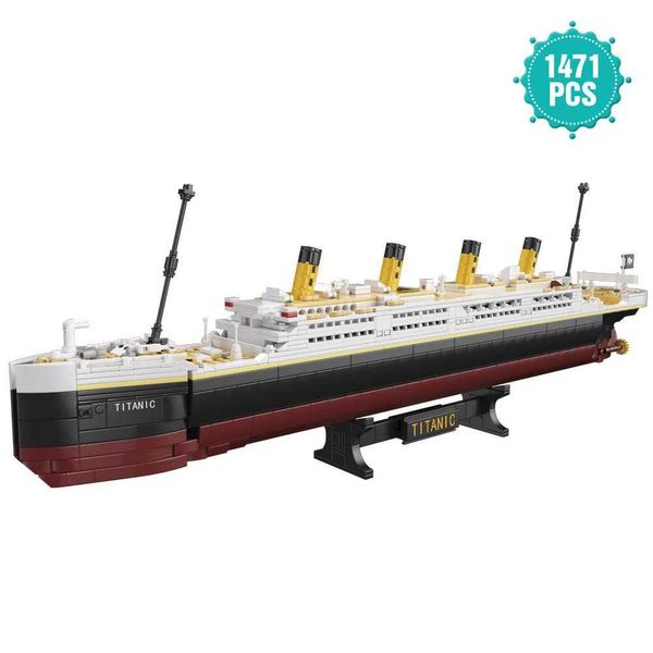 Blocks Blocks 1471 PCS Large Titanic Model Building Block Kit Adults Challenging Huge Cruise Ship Set Toys for Kids H241115 Y250208