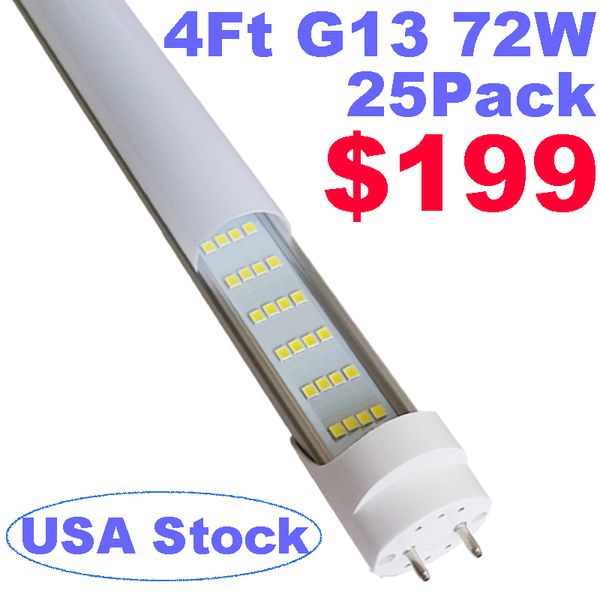 4FT LED Light Bulbs, No RF & FM Interference 4 Foot T8 LED Replacement Fluorescent Bulbs, Garage Shop Light Tube, Ballast Bypass, Dual-end P