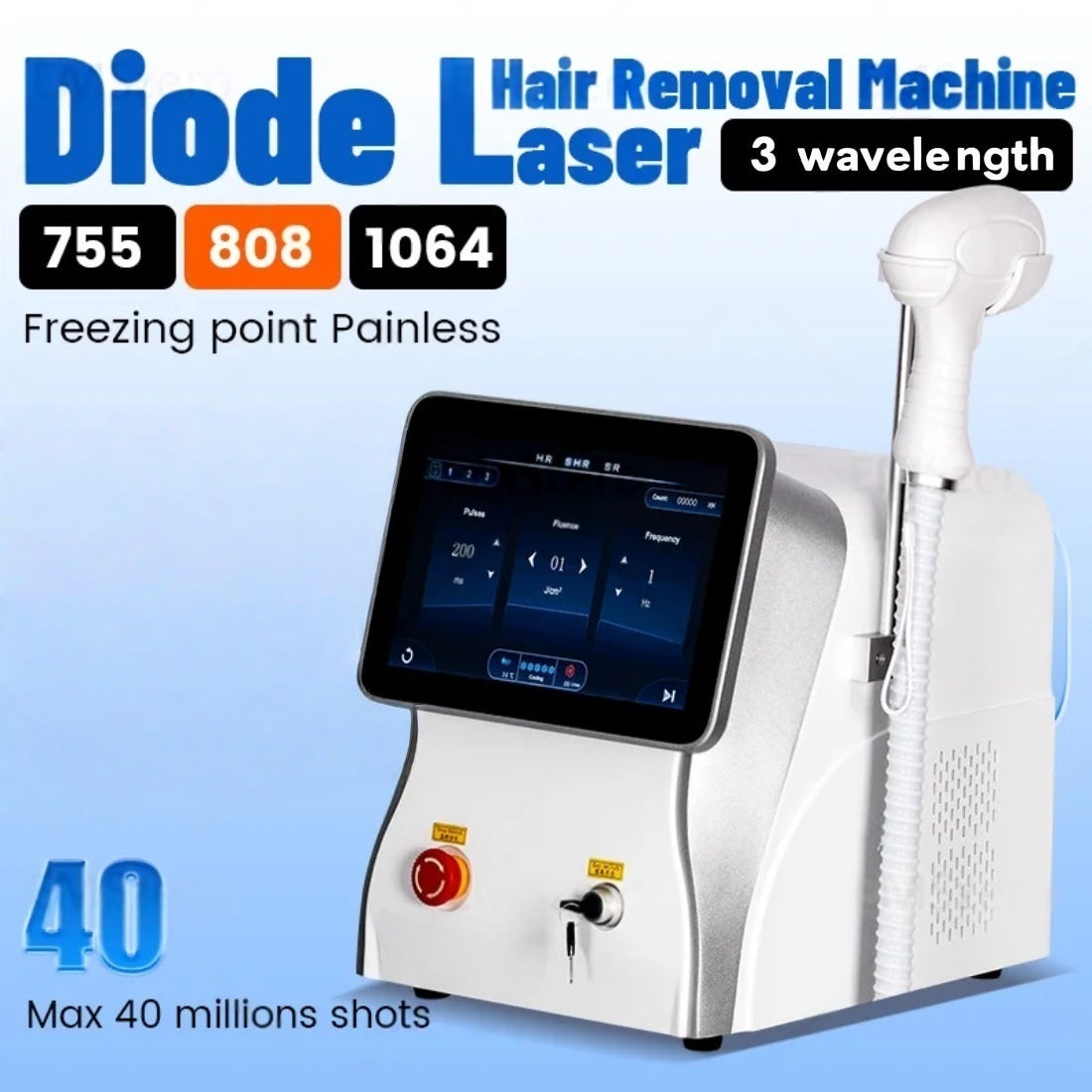 2025 Upgrade Diode Laser Hair Removal Machine Ice Titanium Painless 3 wavelength 808nm 755nm 1064nm Salon-Grade