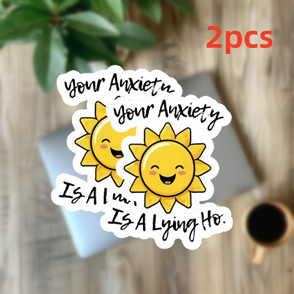 TEMU Set Of 2, Your Anxiety Is A Lie Vinyl Stickers, Strong Self-adhesive Suitable For Water Bottles, Phones, Refrigerators, Cars, Skateboards,