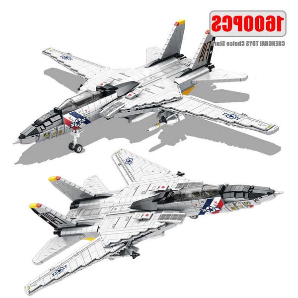 Blocks 1600PCS Military Tomcat F14 Fighter Building Blocks MOC Carrier based Fighter Model Building Blocks Set Holiday Gift Childrens Toys Y