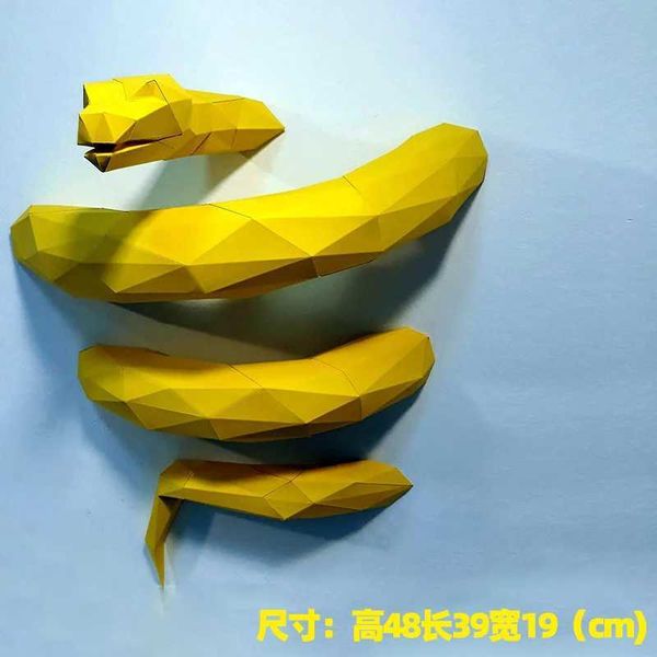 Architecture-DIY House Golden Python Paper Model Creative Home Decor Wall Decoration Papercraft 3D DIY Puzzles Hand Made Origami Educational
