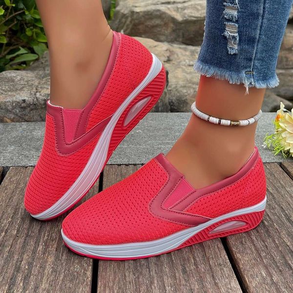 Temu Large 2024 Summer New Women&#039;s Fashion Flame Red Sports Casual Single Shoes