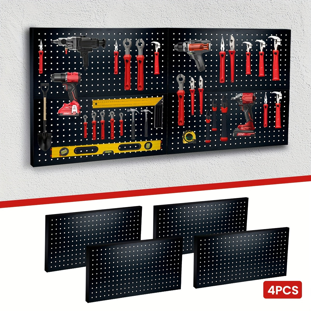 TEMU 2-4pcs Metal Pegboard Wall Panels For Garage Tool Storage