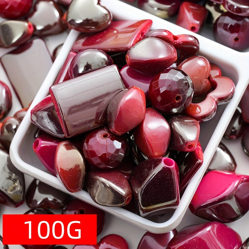 TEMU 50g-100g Bohemian Glossy Mixed Acrylic Beads, 10mm-30mm, Pink, Ideal For , Bracelets, Necklaces, Phone Charms, Beaded Pens, Handbag & Backpack