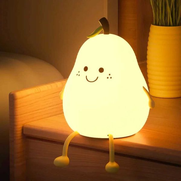 LED Night Light Pear Shaped USB Rechargeable Bedroom Sleep Silicone Lamp Bedside Decoration Kid Baby Gift Dropship Luz led DadT250116