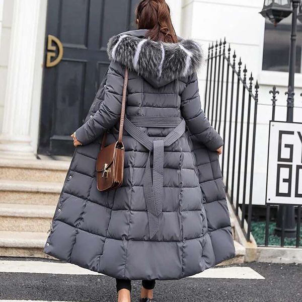 Long Down Cotton Parkas Coat Female New Winter Over Knee Loose Large Fur Collar Hooded Warm Thick Parkas Women Padded Overcoat