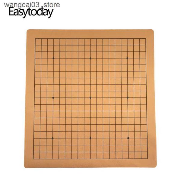 Board Games Easytoday Weiqi Chess Board Chinese Go Game Chessboard Synthetic Leather Suede One Side 19 Line Standard International L240910