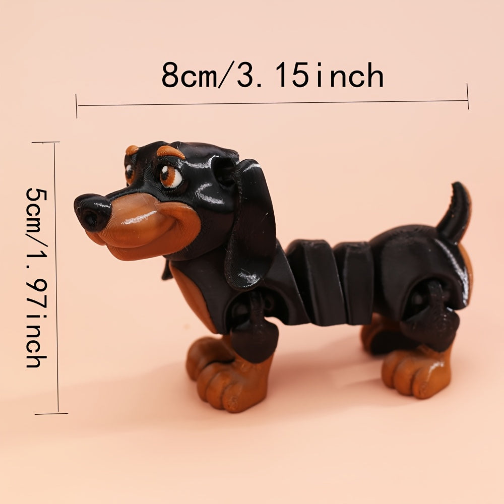 TEMU Moving Dachshund Dog Figurine With Poseable Legs & Eyes - 3d Printed Realistic Plastic Model With Coat, Brown - - Decorative Pet For, Tabletop