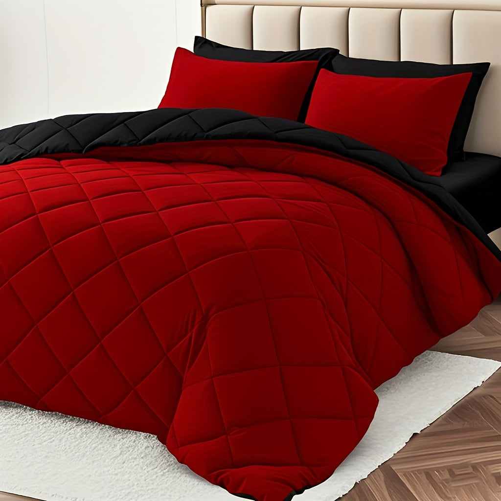 TEMU Comforter Set, Reversible Bed In A Bag Queen Size, All Season Bedding Set With Comforter, Pillow Shams, , 1 Comforter And 1-2 Pillow Shams, 3