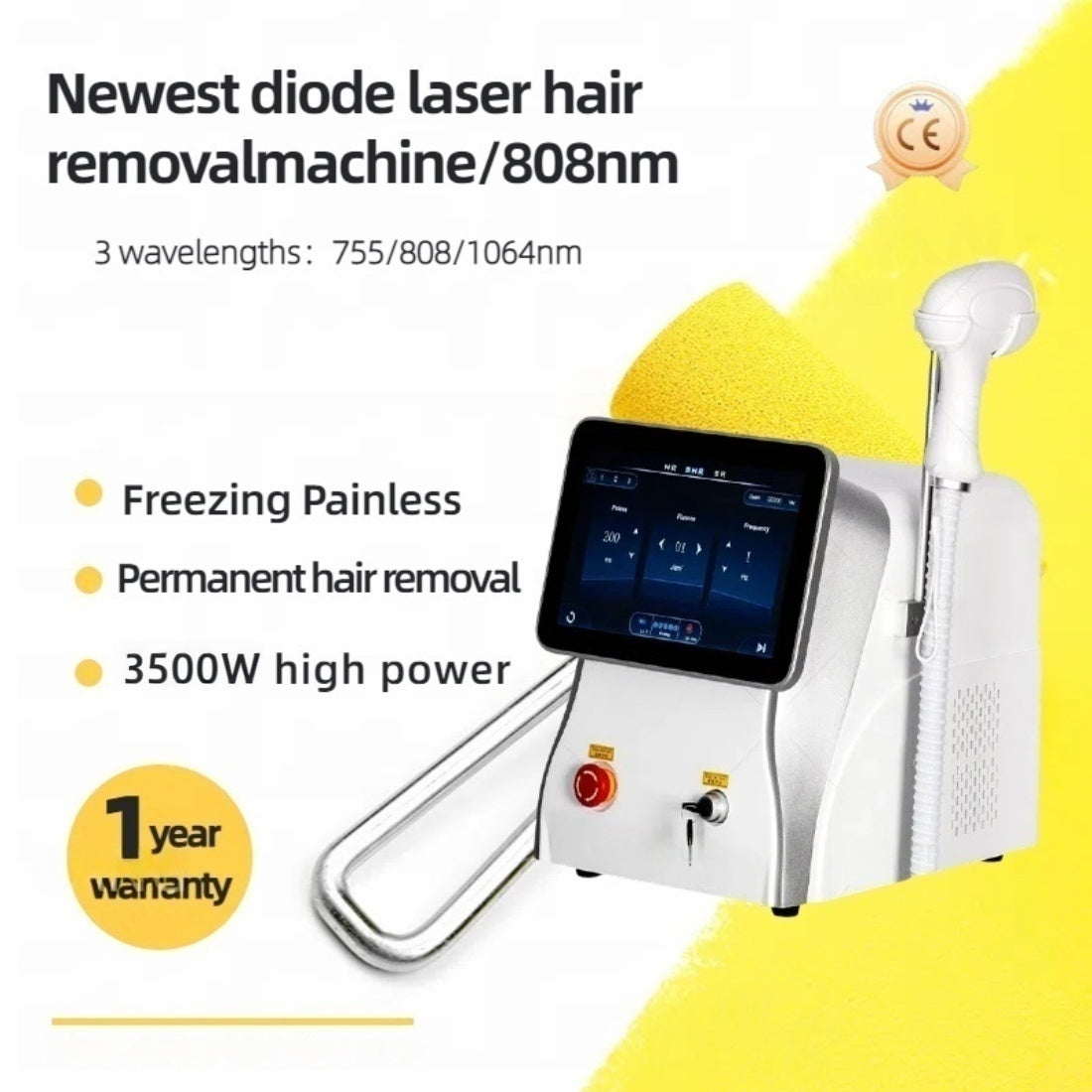 2025 New 3500W 808nm diode ice titanium body hair removal machine portable alexandrine device 3 wavelength permanent hair removal