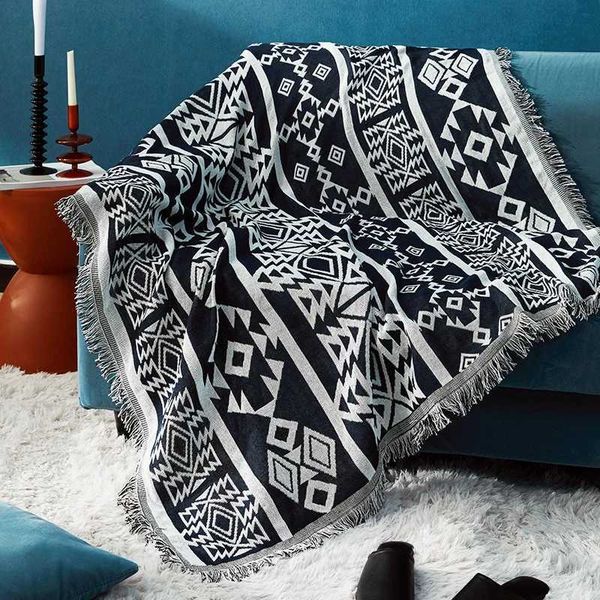 Bohemian plain weave sofa blanket decoration throw blanket knitted sofa towel cover Nordic travel bedding tape Manta picnicX240731
