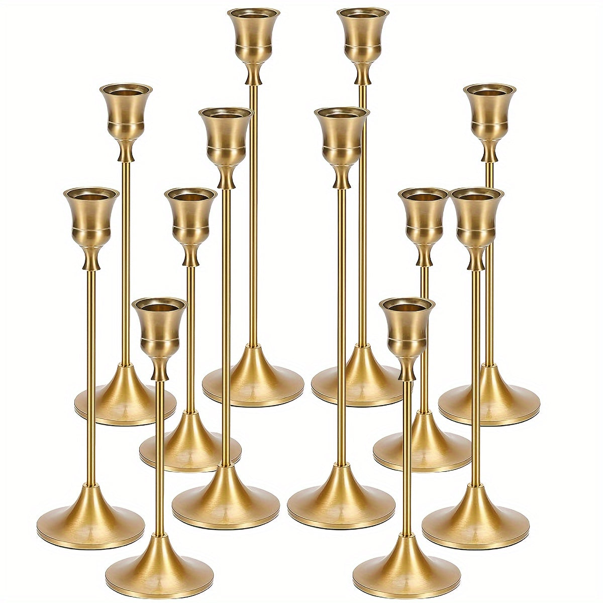 TEMU 12pcs-3pcs-6pcs Vintage Candle Holder Set, Bell-shaped Decorative Metal Holders With Detachable Bases For Party Table Centerpieces. Romantic
