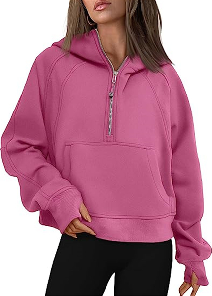 Yoga Scuba Half Zip Hoodie Jacket Designer Sweater Women&#039;s Workout Sport Coat Fitness Activewear Top Solid Zipper Sweatshirt Sports Gym