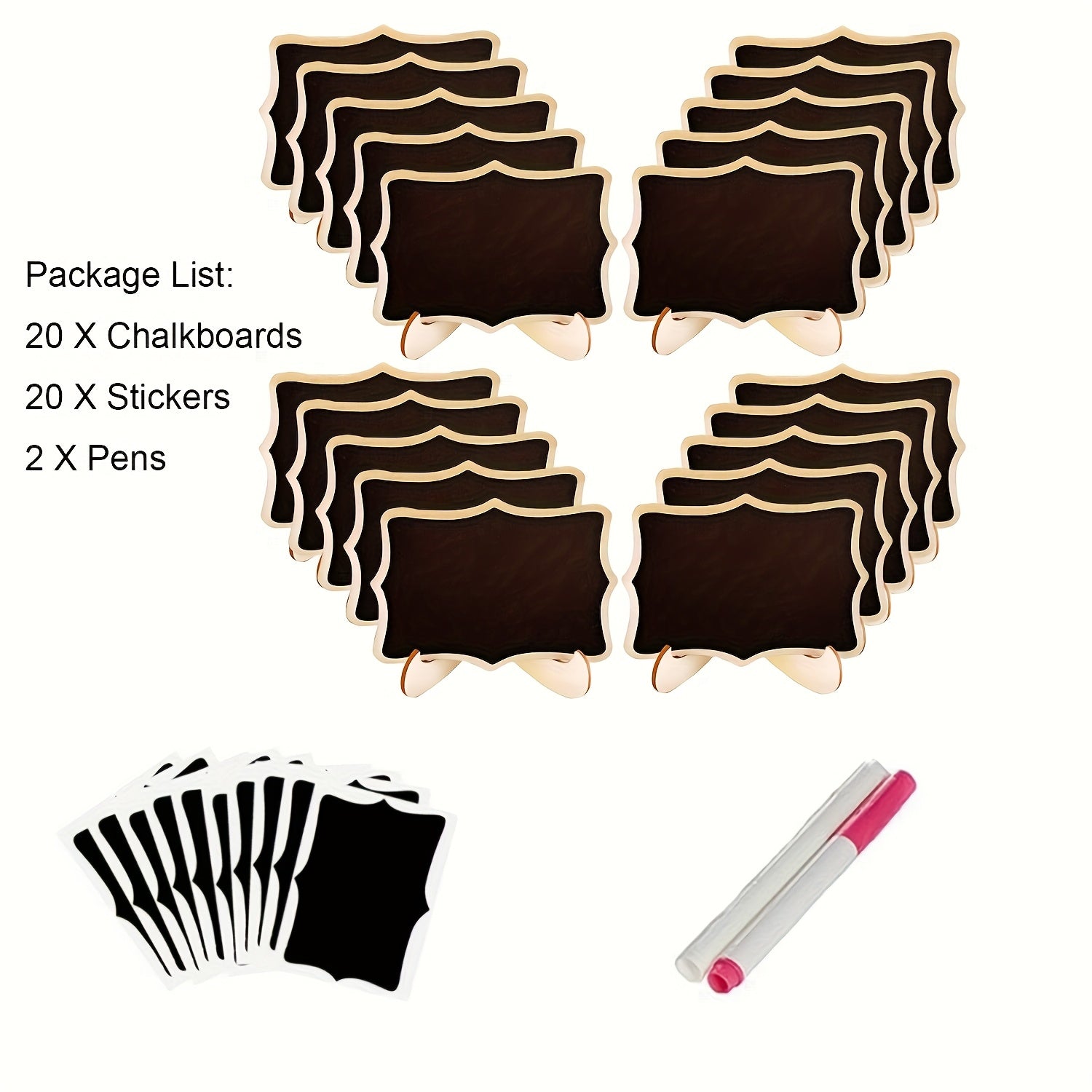TEMU Mini Chalkboard Signs, 20 Pack Small Wooden Tabletop Chalkboard Sign With Support Easels For Weeding Table Numbers, Buffet Food Signs, Party