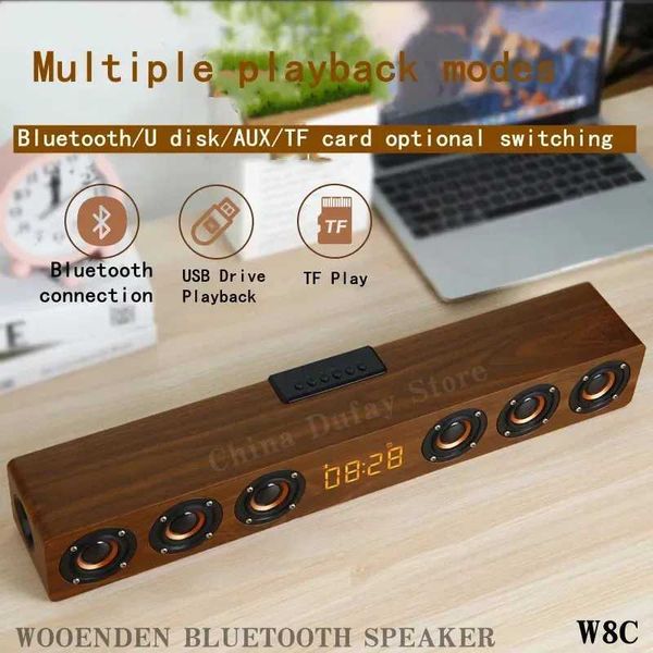 Loudspeaker box Wireless 5.0 Speakers For Cputers Wooden Al Clock Display Sound System Player with AUX TF FM Ra Subwoofer Box Z241104