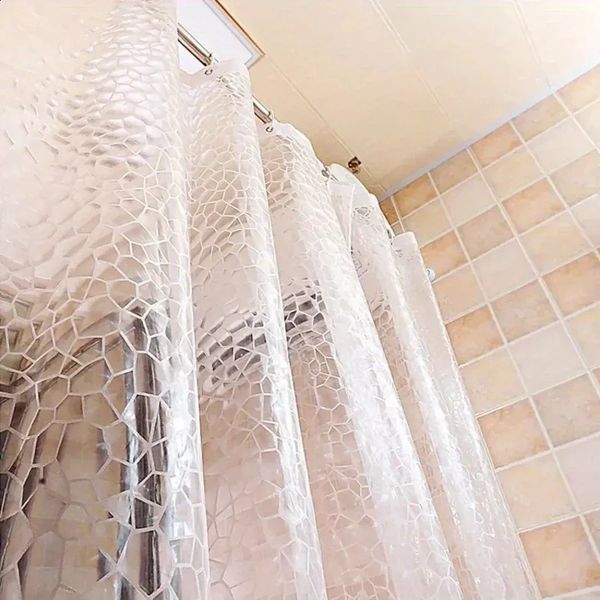 1 set of waterproof bathroom shower curtains transparent bathroom curtains with hooks thickened bathroom curtains transparent wide bathroom